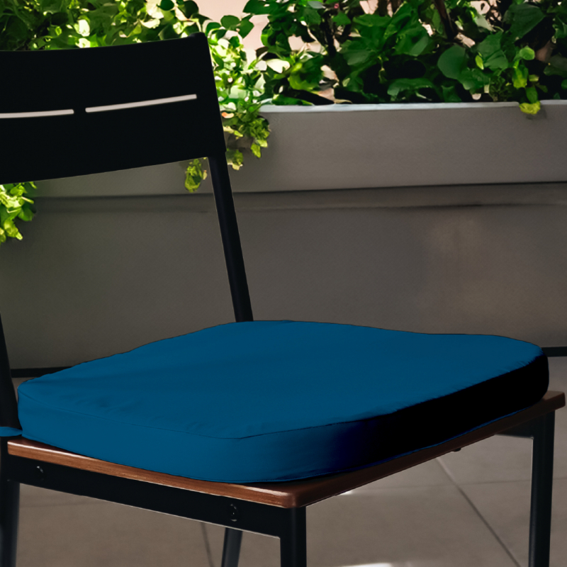 Lot de 4 galettes déhoussables pour chaise - Bleu azur