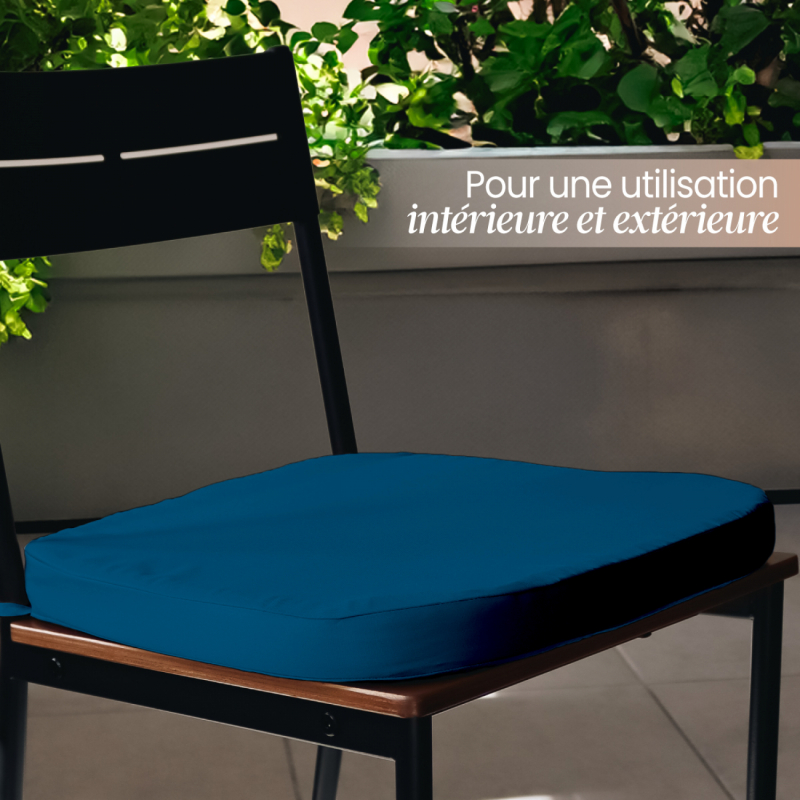 Lot de 4 galettes déhoussables pour chaise - Bleu azur