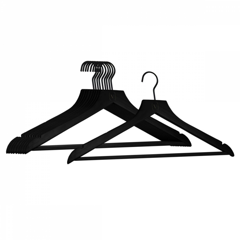 Lot de 10 cintres pour adulte premium - Noir