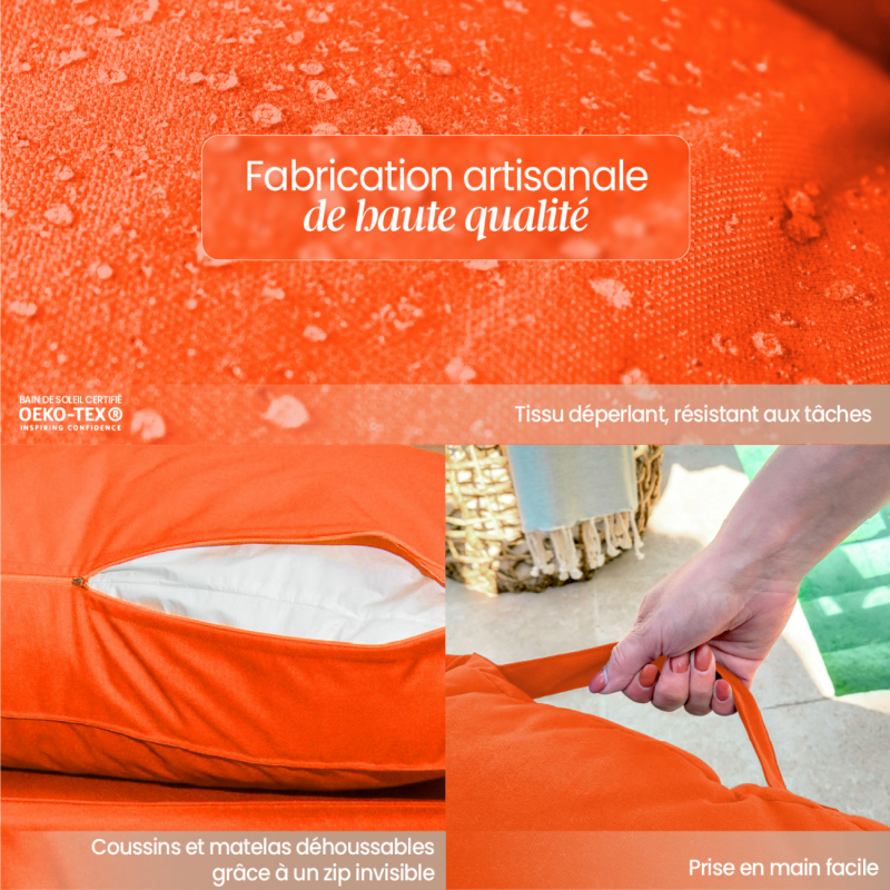 Kit de coussins déhoussables pour palette - Orange