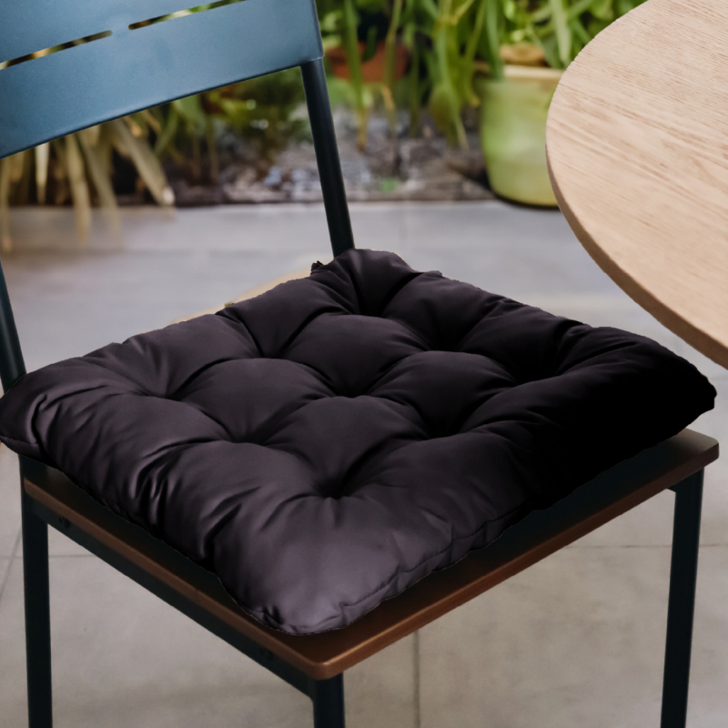 Lot de 4 galettes capitonnées pour chaise - Gris foncé
