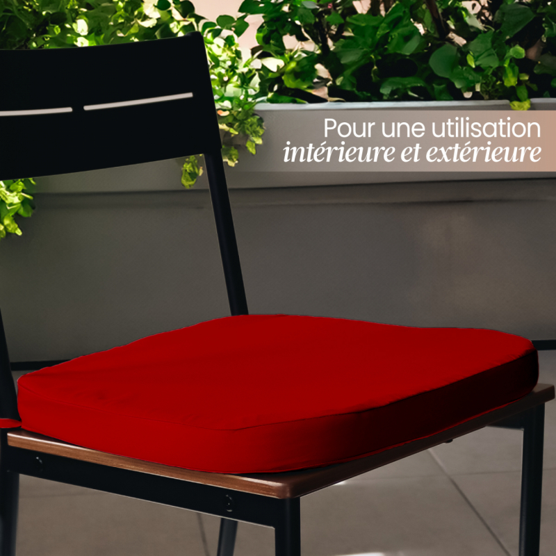 Lot de 4 galettes déhoussables pour chaise - Rouge