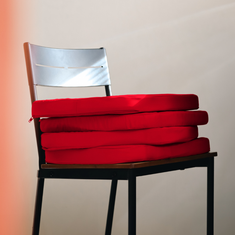 Lot de 4 galettes déhoussables pour chaise - Rouge