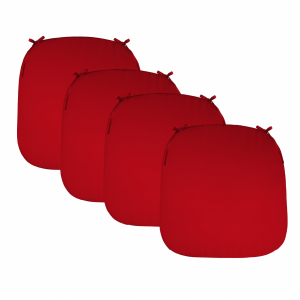 Lot de 4 galettes déhoussables pour chaise - Rouge