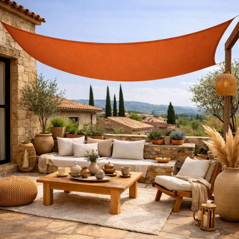 Voile d'ombrage rectangulaire - 3 x 5 m - Terracotta