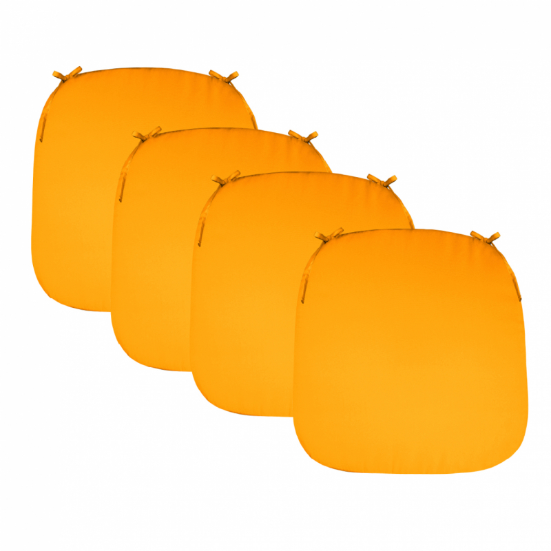 Lot de 4 galettes déhoussables pour chaise - Jaune