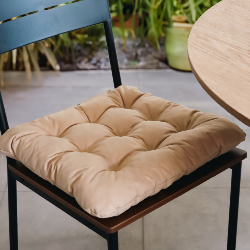 Lot de 4 galettes capitonnées pour chaise - Beige