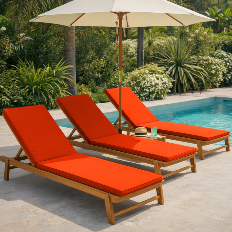 Coussin pour bain de soleil déhoussable - 183 x 60 cm - Orange