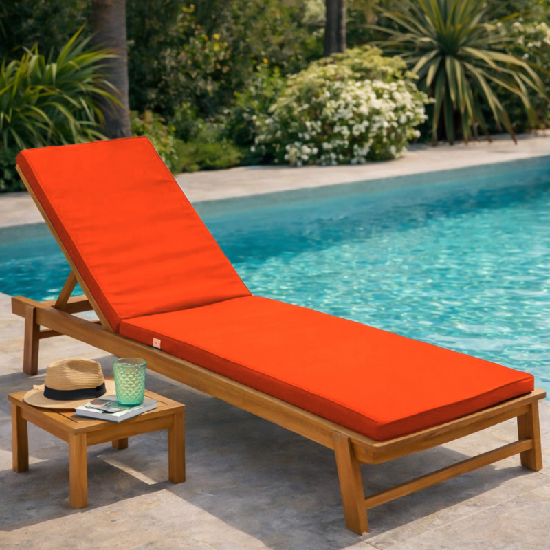 Coussin pour bain de soleil déhoussable - 183 x 60 cm - Orange