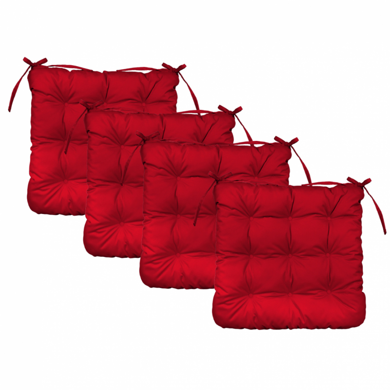 Lot de 4 galettes capitonnées pour chaise - Rouge