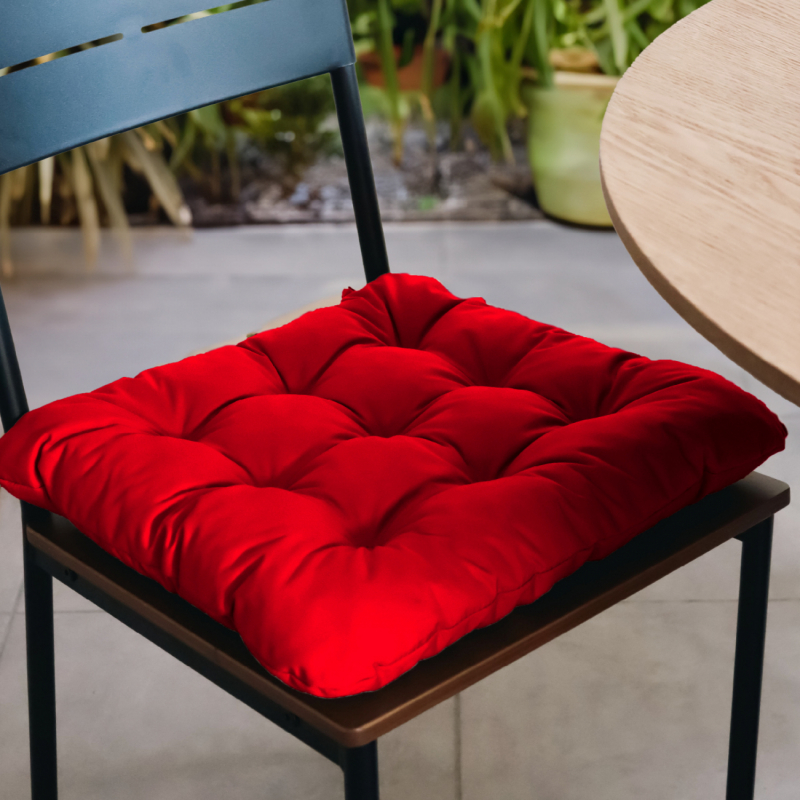Lot de 4 galettes capitonnées pour chaise - Rouge