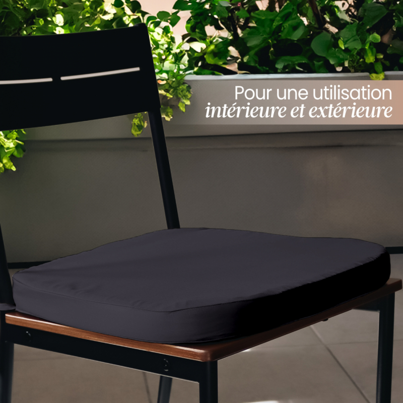 Lot de 4 galettes déhoussables pour chaise - Gris foncé