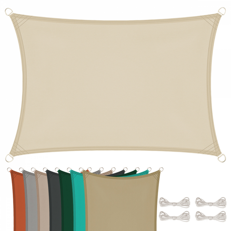 Voile d'ombrage rectangulaire - 3 x 4 m - Beige