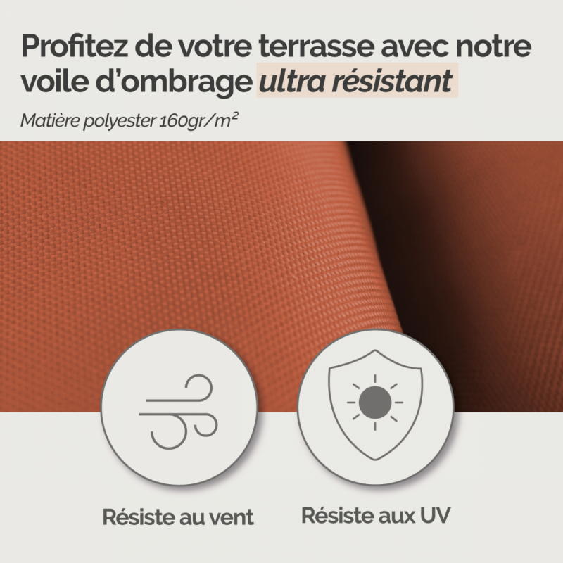 Voile d'ombrage rectangulaire - 2 x 3 m - Terracotta