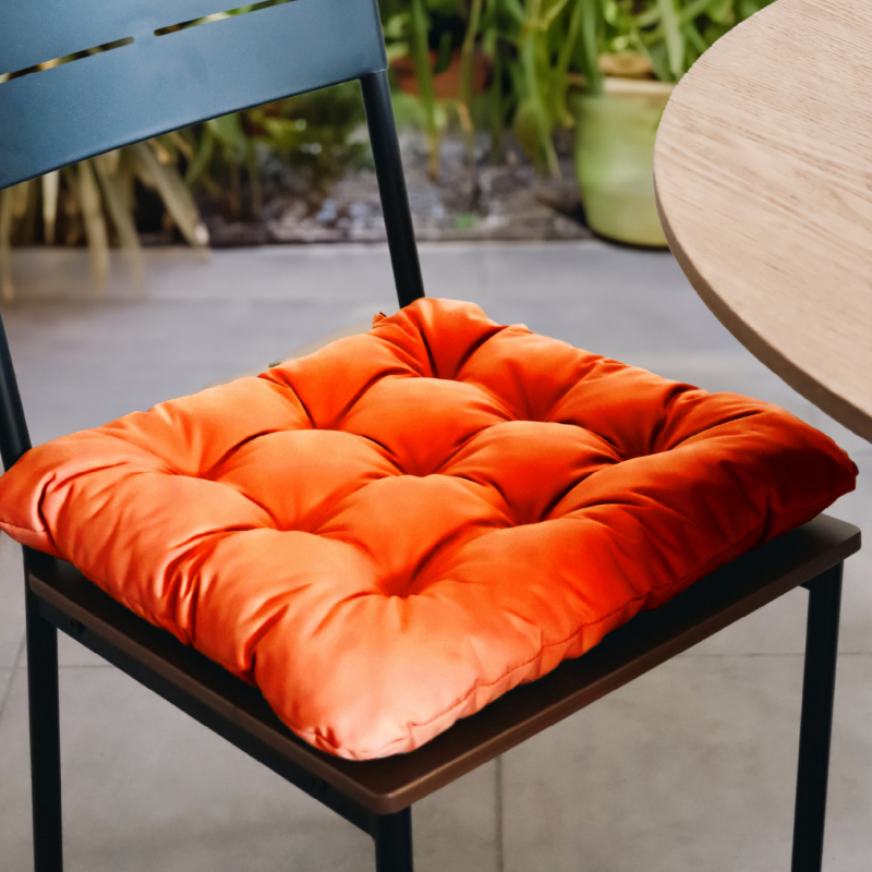 Lot de 4 galettes capitonnées pour chaise - Orange