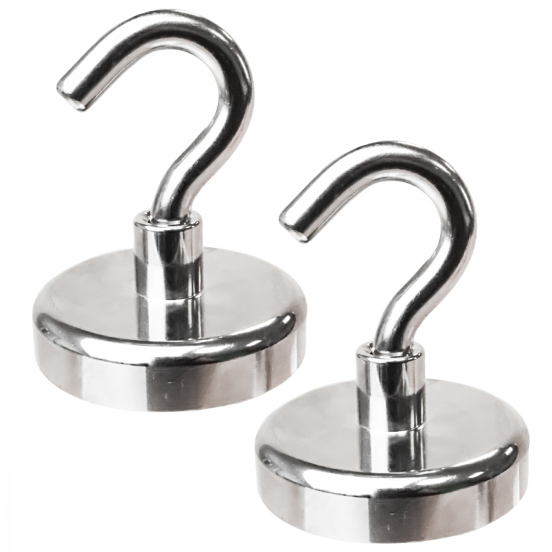 Lot de 2 crochets magnétiques - KN48 - Chromé