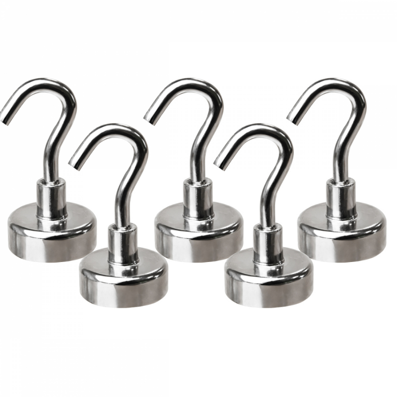 Lot de 5 crochets magnétiques - KN20 - Chromé