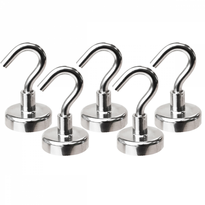 Lot de 5 crochets magnétiques - KN25 - Chromé
