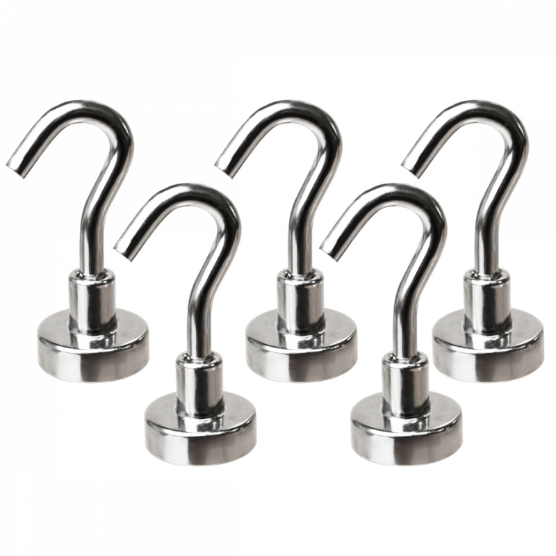 Lot de 5 crochets magnétiques - KN16 - Chromé