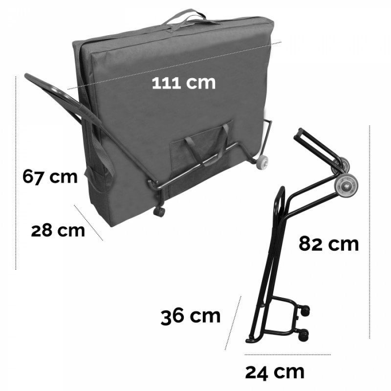 Chariot à roulettes pliable pour table de massage