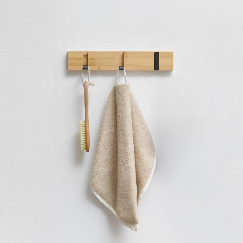 Porte-manteau mural rétractable - 3 crochets - Bois