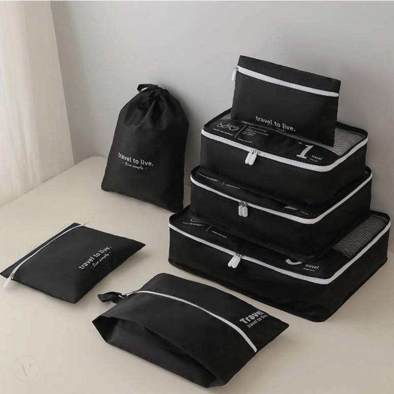 Organisateur de voyage - 7 pièces - Noir