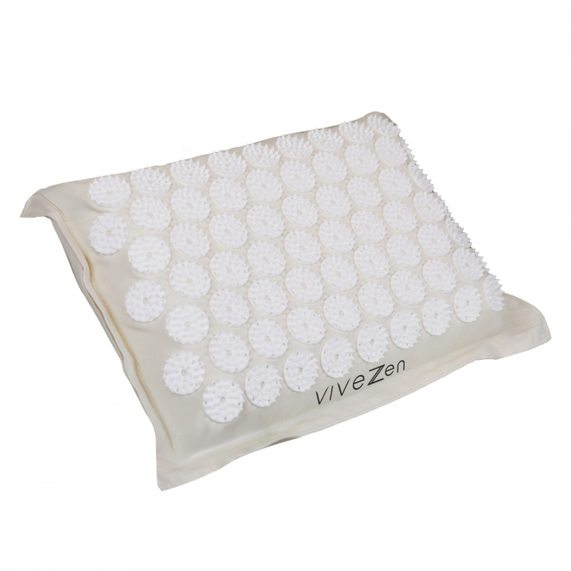 Oreiller d'acupression - 40 x 30 cm - Beige et blanc