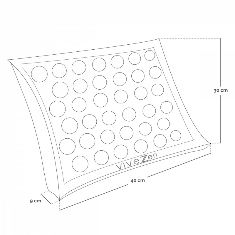 Oreiller d'acupression - 40 x 30 cm - Gris et blanc