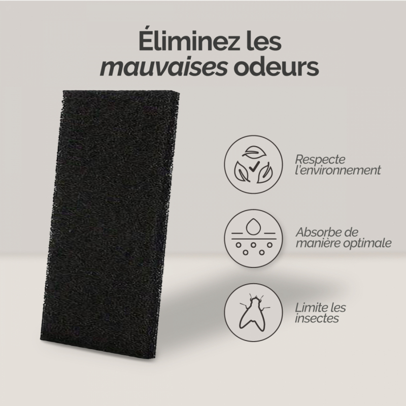 Lot de 5 filtres à charbon actif - Rectangle