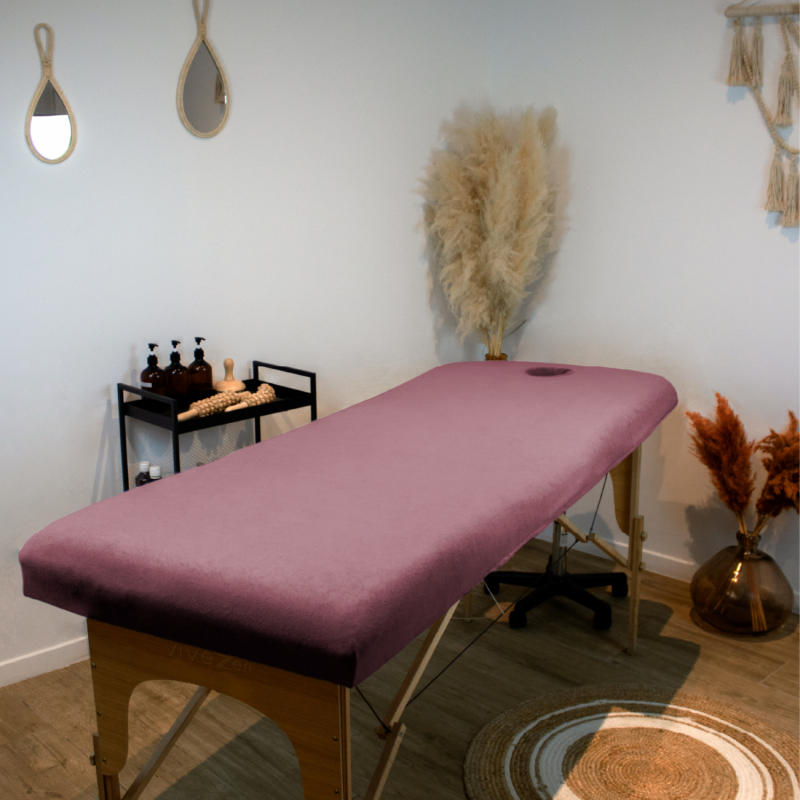Drap-housse pour table de massage - Éponge - Vieux rose