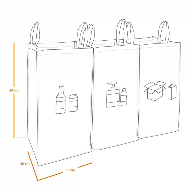 Lot de 3 sacs de recyclage - 160 L