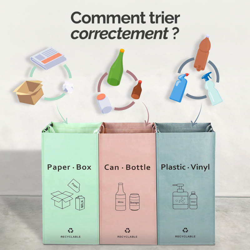 Lot de 3 sacs de recyclage - 160 L