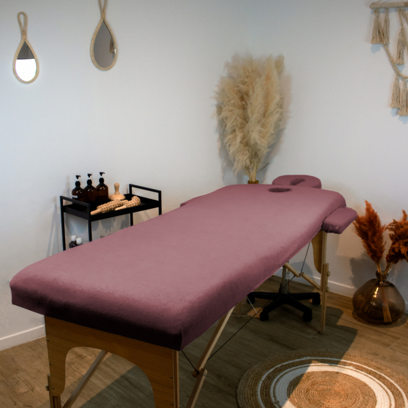Kit complet de housses pour table de massage - Éponge - Vieux rose