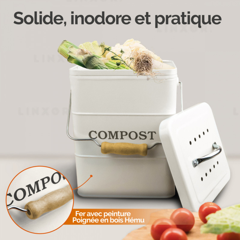 Composteur de cuisine - Rectangle - Beige