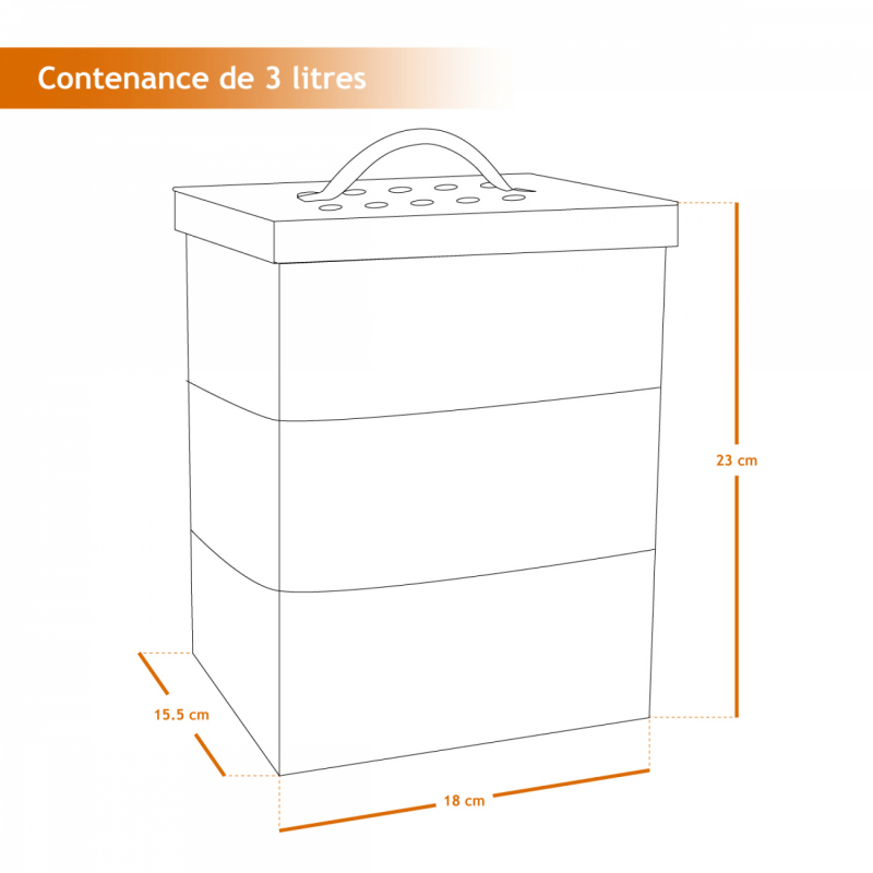 Composteur de cuisine - Rectangle - Beige