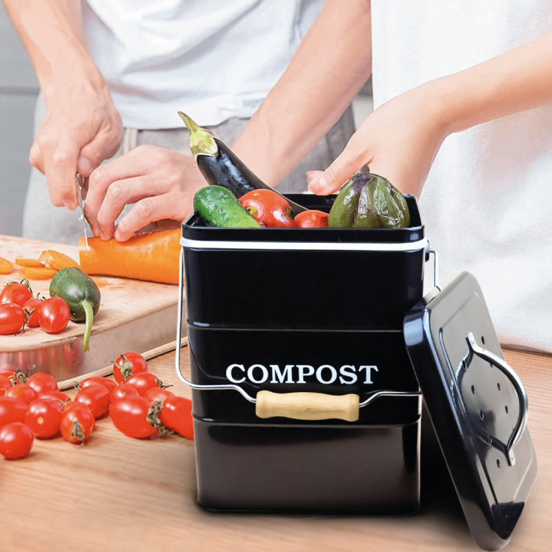 Composteur de cuisine - Rectangle - Noir