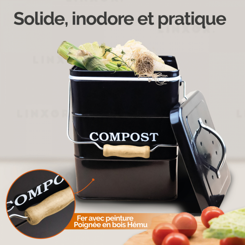 Composteur de cuisine - Rectangle - Noir