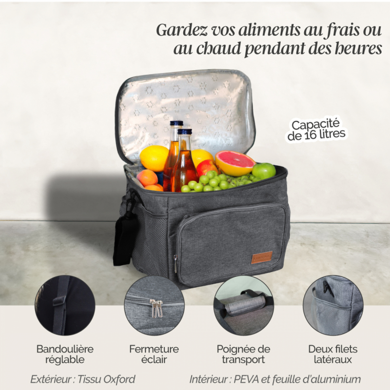 Sac isotherme - 16 Litres - Gris