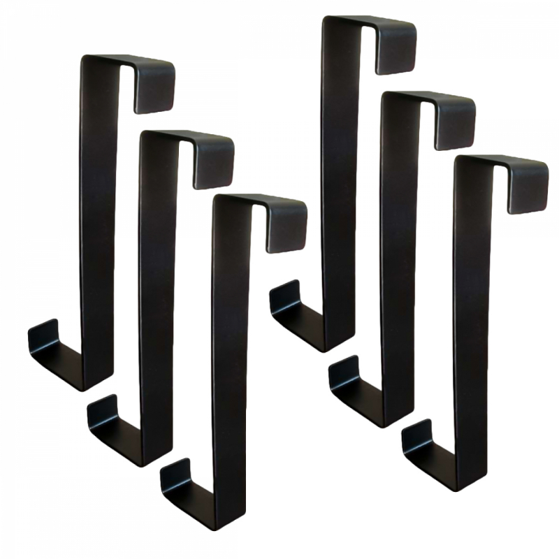 Lot de 6 crochets de porte - 15 cm - Noir