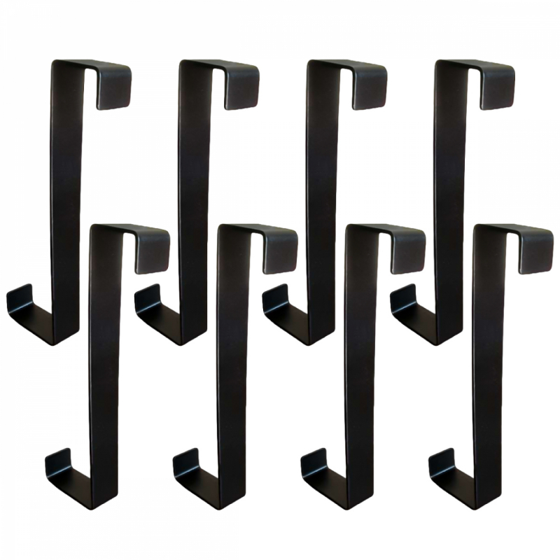 Lot de 8 crochets de porte - 15 cm - Noir