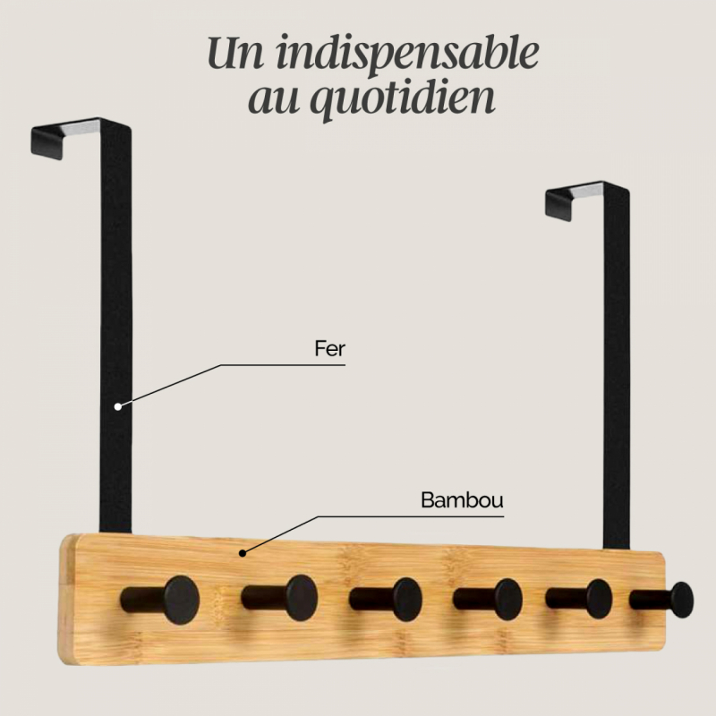 Porte-manteau suspendu - Bois - 6 crochets