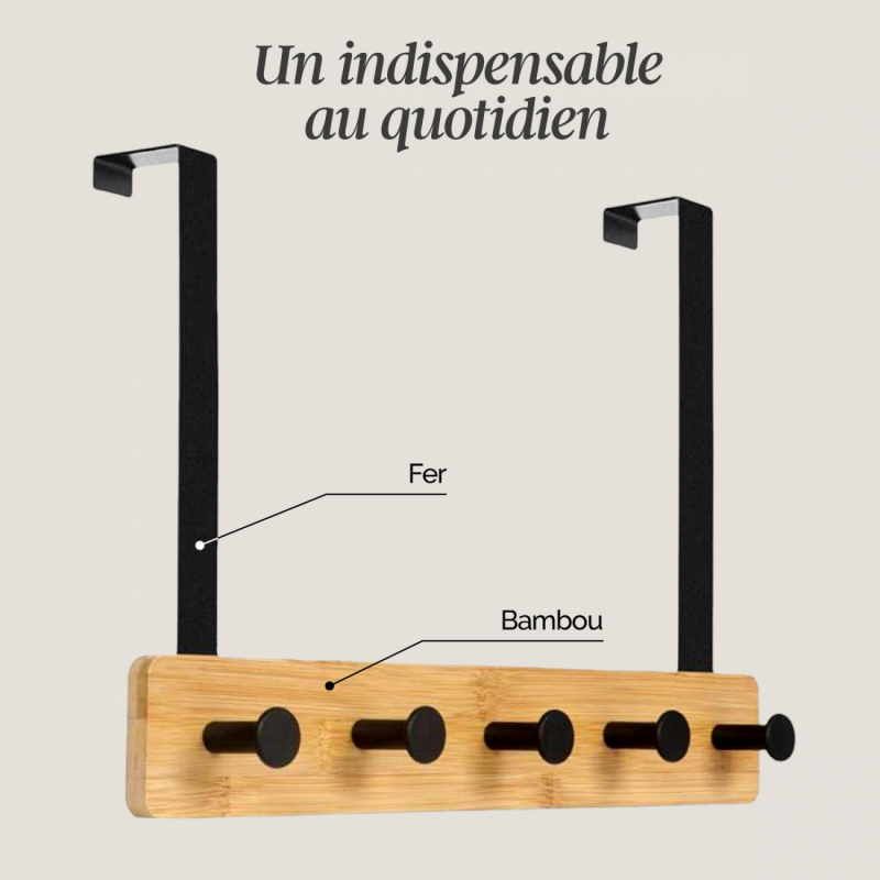 Porte-manteau suspendu - Bois - 5 crochets
