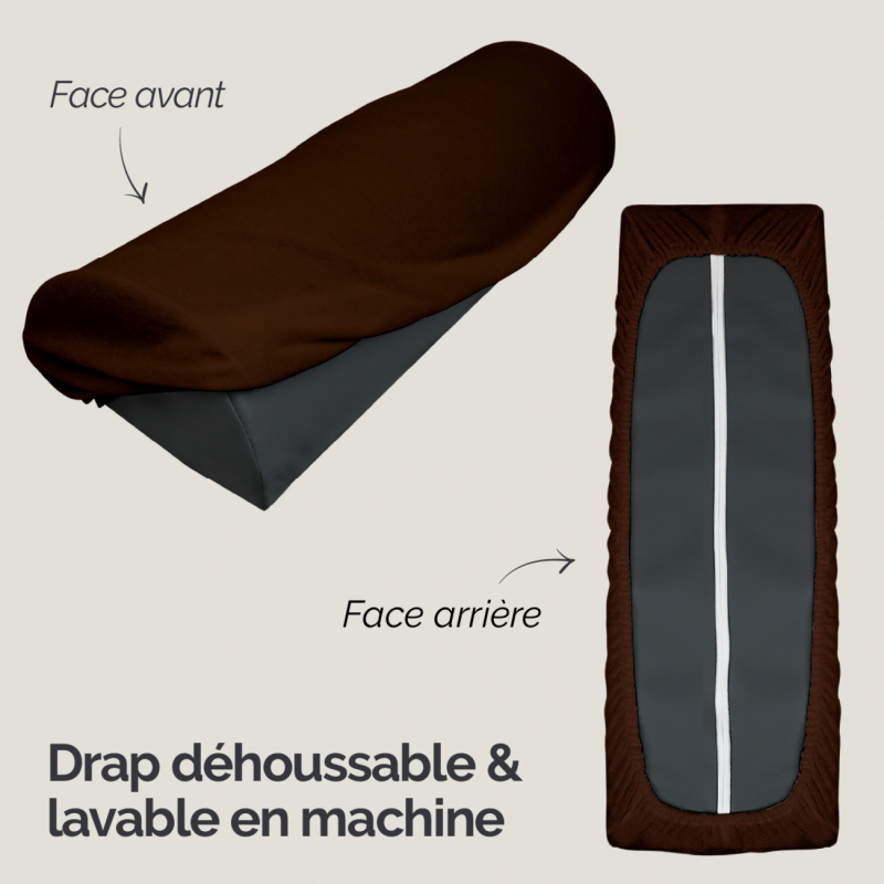 Drap-housse pour coussin demi rond - Éponge - Marron foncé