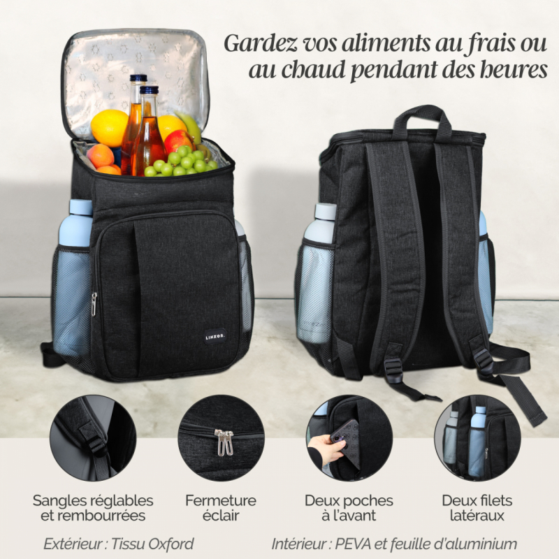 Sac à dos isotherme - 23 Litres - Noir