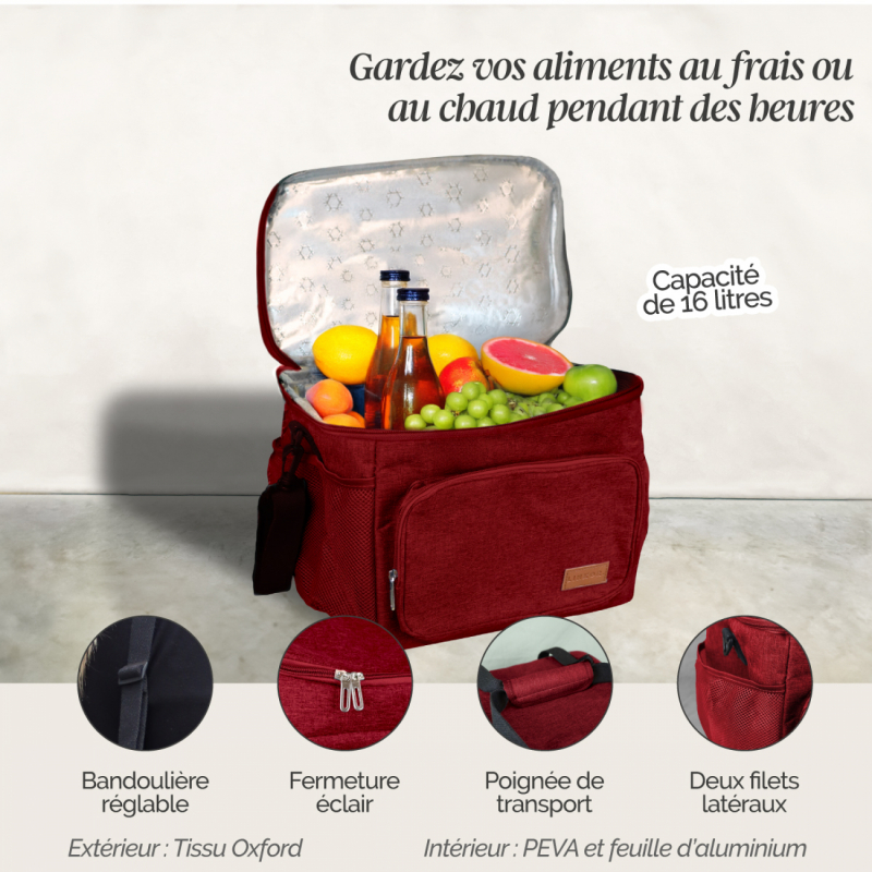Sac isotherme - 16 Litres - Bordeaux