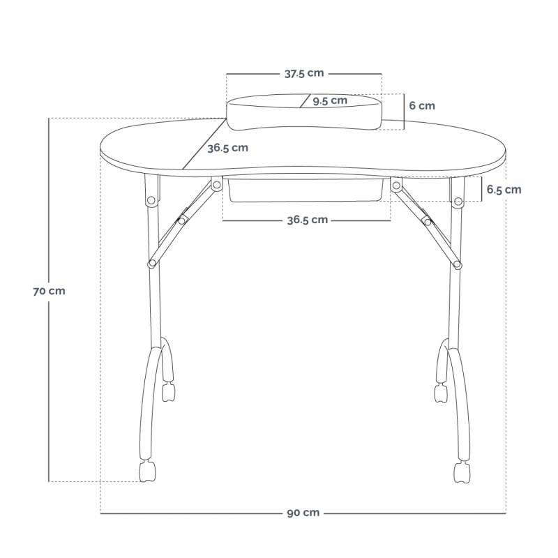 Table de manucure pliable - Noir