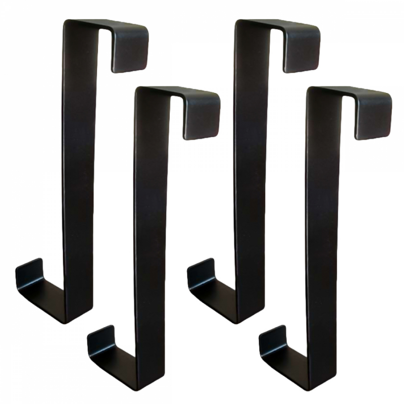 Lot de 4 crochets de porte - 15 cm - Noir