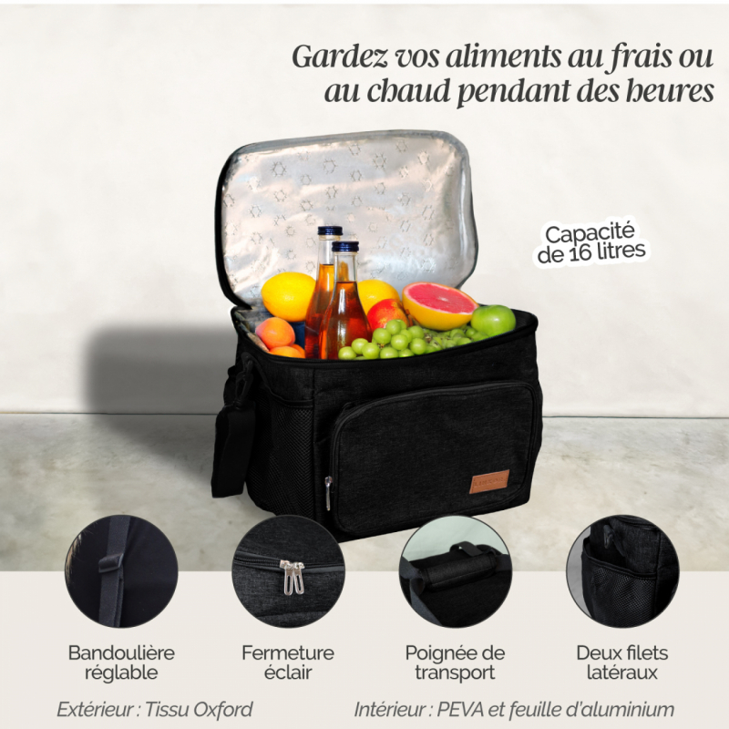 Sac isotherme - 16 Litres - Noir