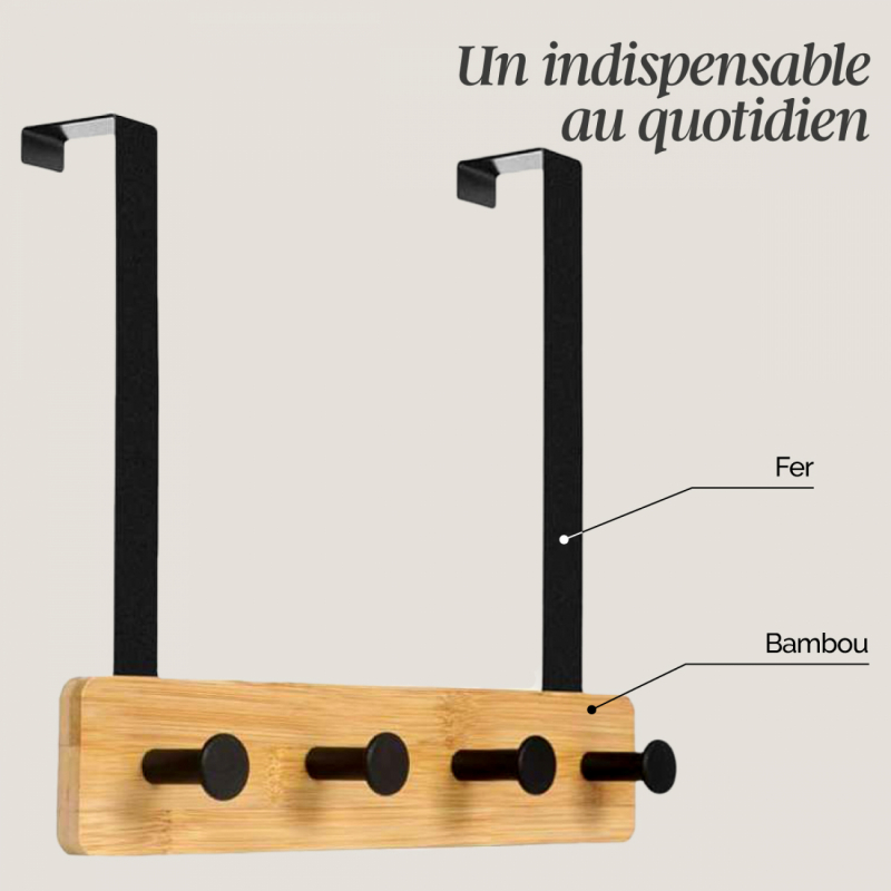 Porte-manteau suspendu - Bois - 4 crochets