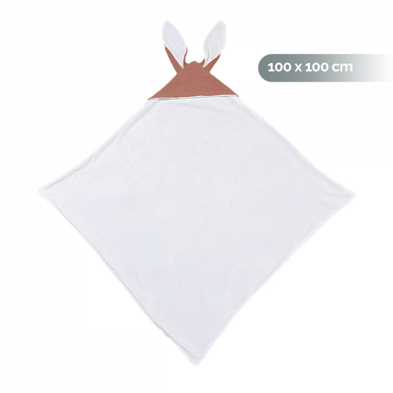 Cape de bain - 100 x 100 cm - Lapin - Vieux rose